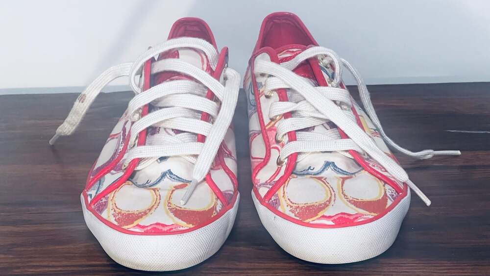Coach Signature Print Canvas Sneakers Pink Multicolor Women Size 7.5 - Picture 6 of 11
